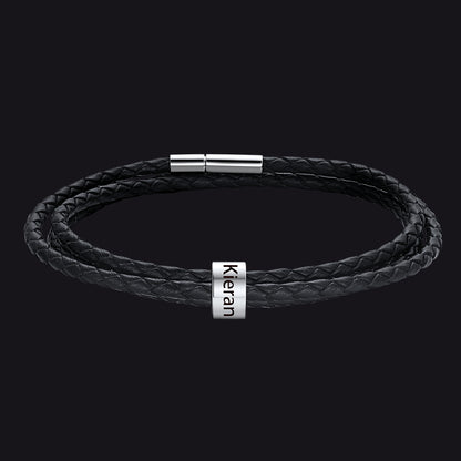 Engraving Names Wristband Bracelet with Beaded for Men