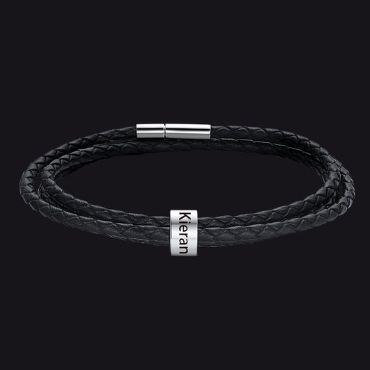 Engraving Names Wristband Bracelet with Beaded for Menimg