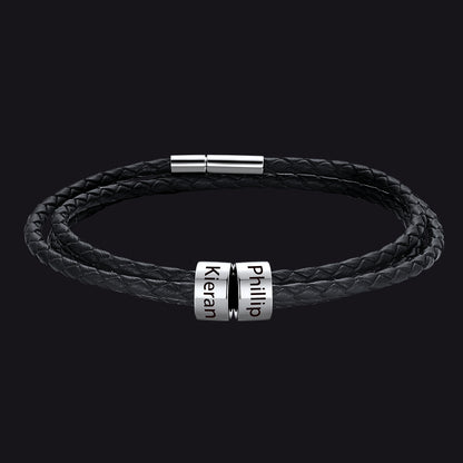 Engraving Names Wristband Bracelet with Beaded for Men
