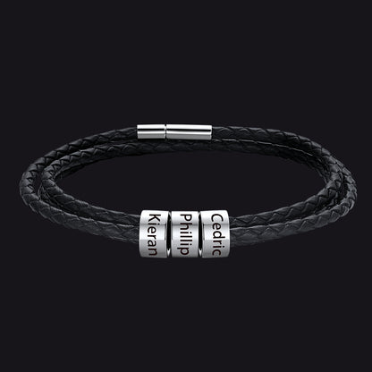 Engraving Names Wristband Bracelet with Beaded for Men