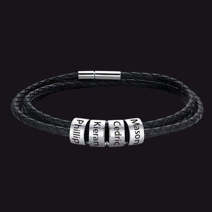 Engraving Names Wristband Bracelet with Beaded for Men