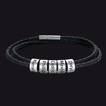 Engraving Names Wristband Bracelet with Beaded for Men
