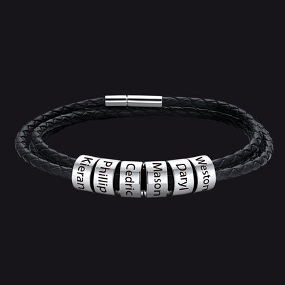 Engraving Names Wristband Bracelet with Beaded for Men