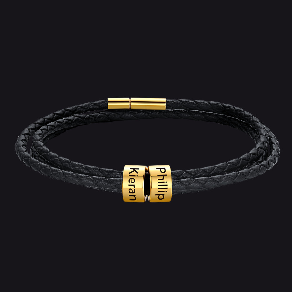 Engraving Names Wristband Bracelet with Beaded for Men