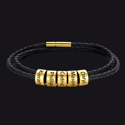 Engraving Names Wristband Bracelet with Beaded for Men