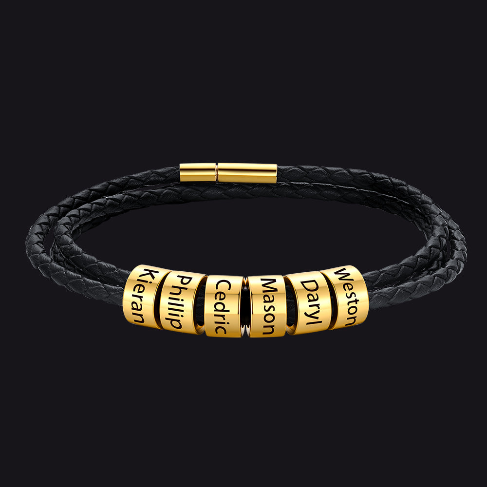 Engraving Names Wristband Bracelet with Beaded for Men