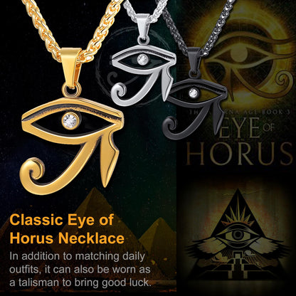 Egyptian Eye of Horus Necklace Amulet Pendant for Men Women