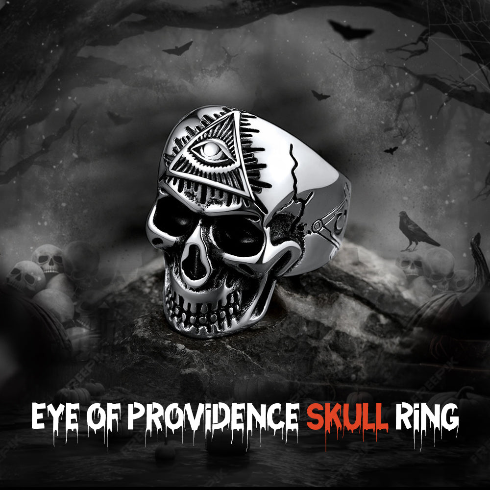 FaithHeart Ancient Eye of Providence Skull Ring For Men FaithHeart