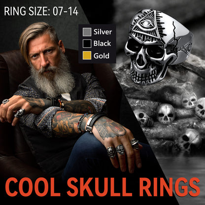 Eye of Providence Skull Ring For Men