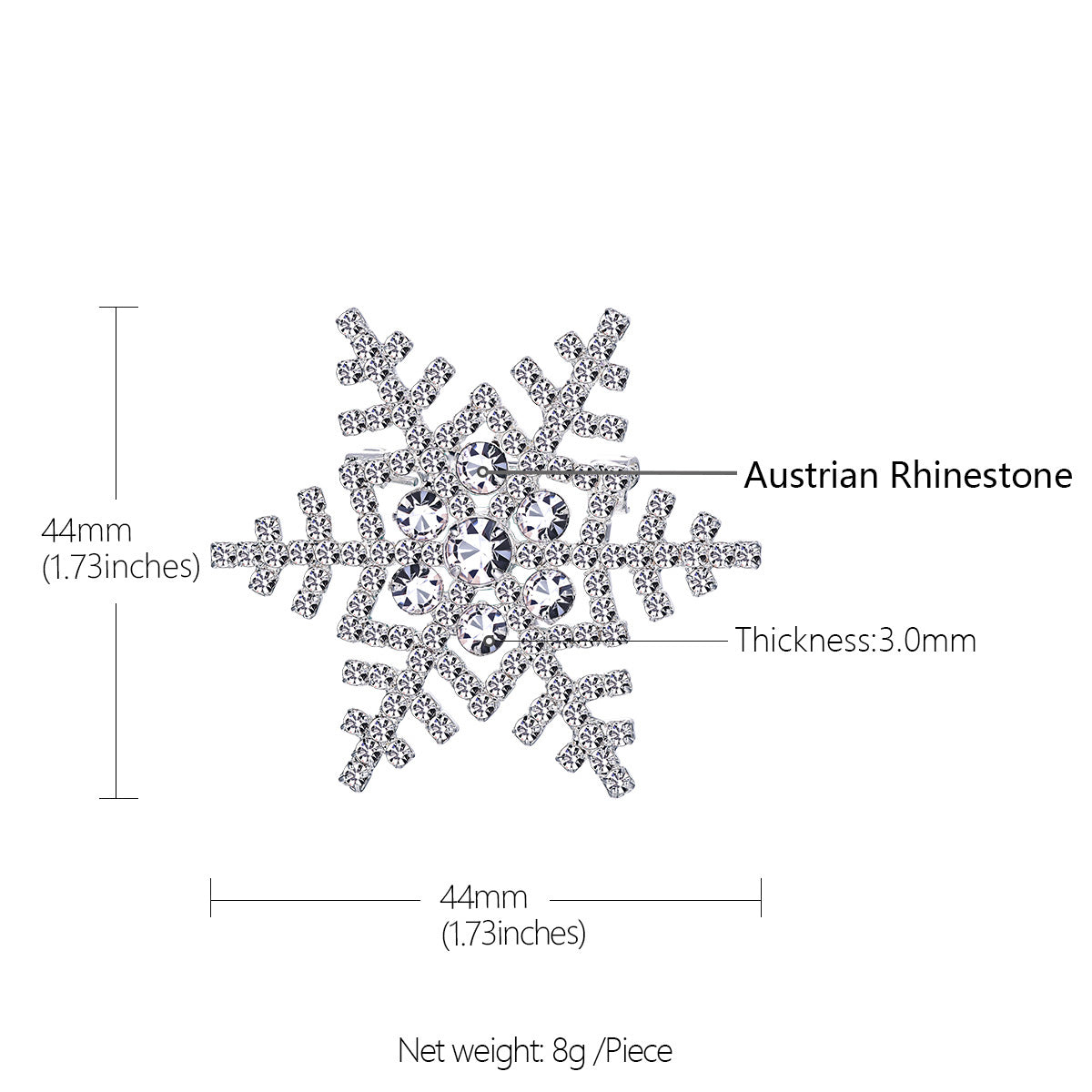 Snowflake Brooch Crystal Decoration Brooch Pin 
