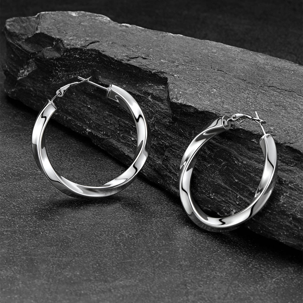 Steel Chunky Hoops 40MM Minimalist Earrings
