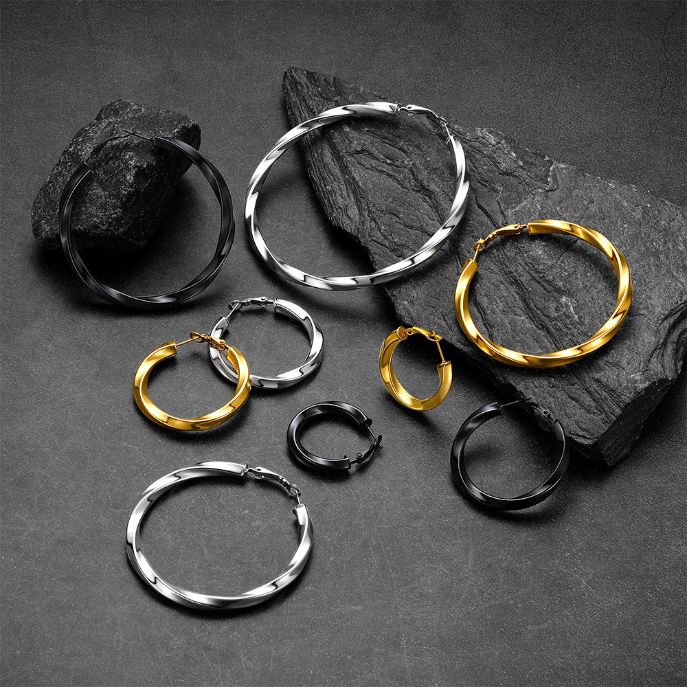 30MM 40MM 60MM 80MM Hoop Earrings Size Comparison