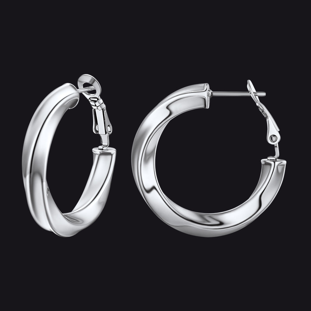30mm stainless steel thick hoops loop earrings