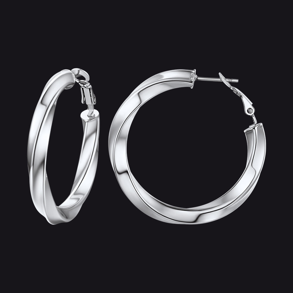 40mm stainless steel thick hoops loop earrings