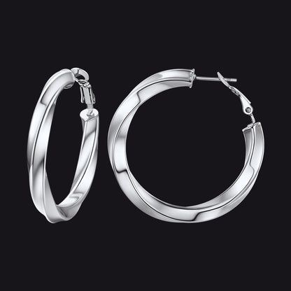 40mm stainless steel thick hoops loop earrings