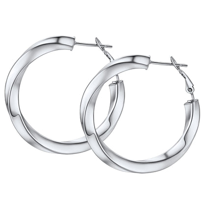 Thick Hoops Loop Earrings for Women Girls 