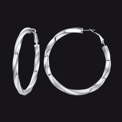 60mm stainless steel thick hoops loop earrings
