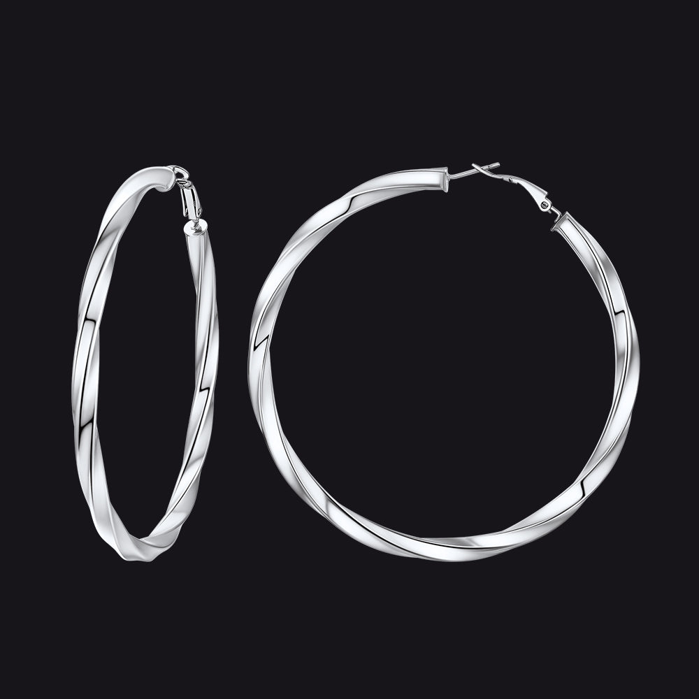 80mm stainless steel thick hoops loop earrings