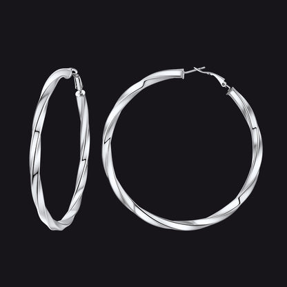 80mm stainless steel thick hoops loop earrings
