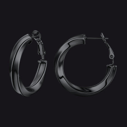 30mm black thick hoops loop earrings