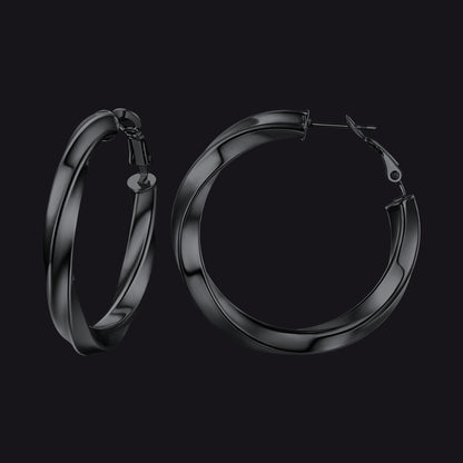40mm black thick hoops loop earrings