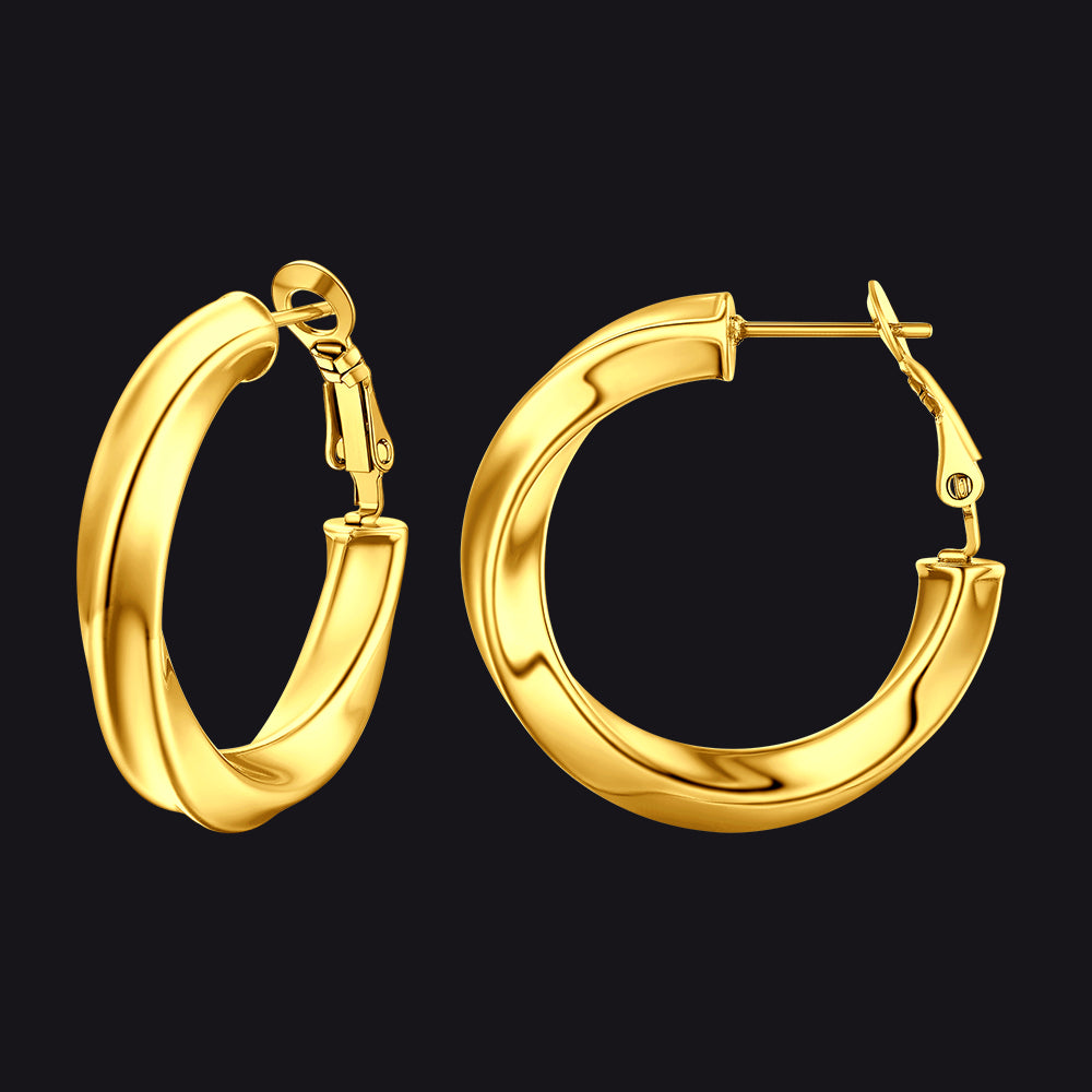 30mm gold thick hoops loop earrings