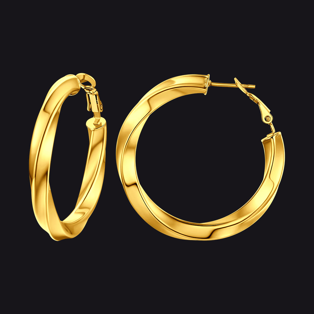 40mm gold thick hoops loop earrings