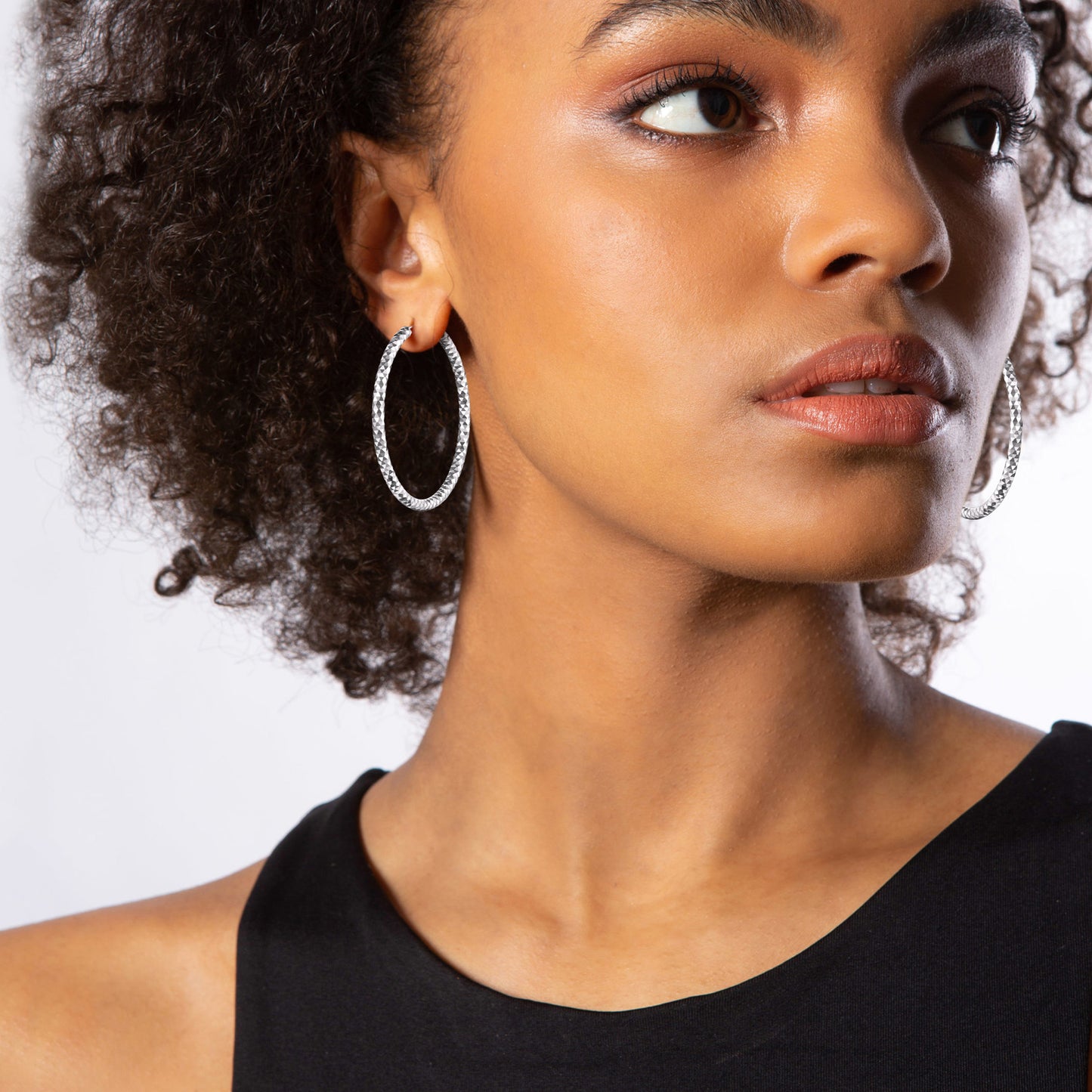 925 Sterling Silver 30/50/70mm Simple Hoop Earrings 3 Sizes for Women