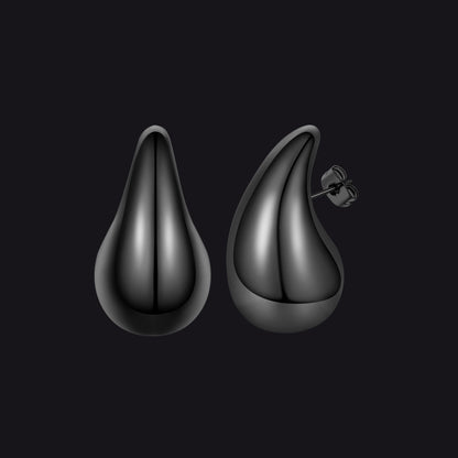 Black / 10MM Water Droplets Stud Earrings for Women Men 10/20/30mm