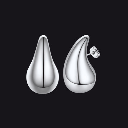 Silver / 10MM Water Droplets Stud Earrings for Women Men 10/20/30mm