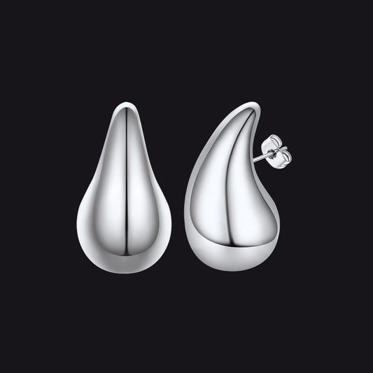 Silver / 10MM Water Droplets Stud Earrings for Women Men 10/20/30mmimg