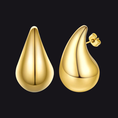 Gold / 20MM Water Droplets Stud Earrings for Women Men 10/20/30mm