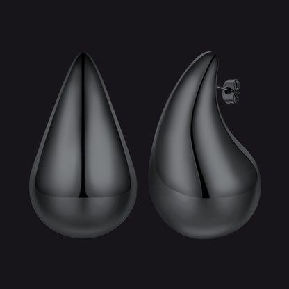 Black / 30MM Water Droplets Stud Earrings for Women Men 10/20/30mm