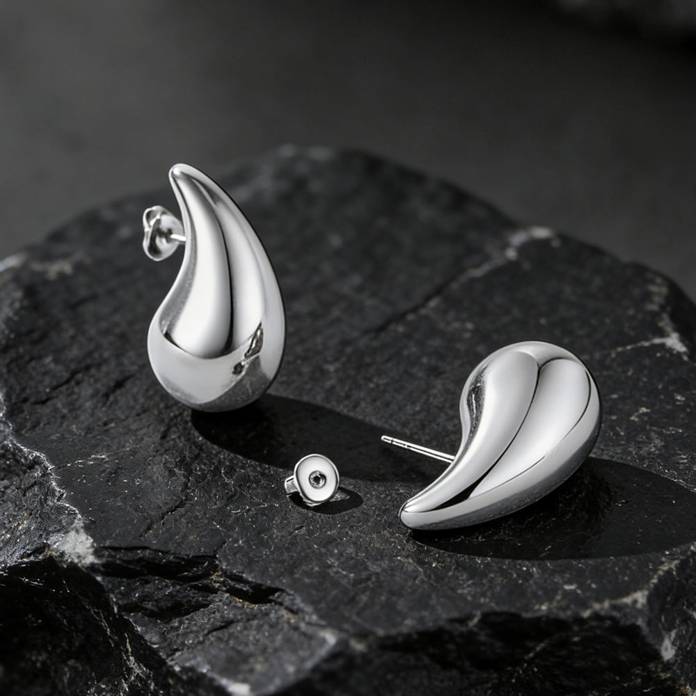  Water Droplets Stud Earrings for Women Men 10/20/30mm