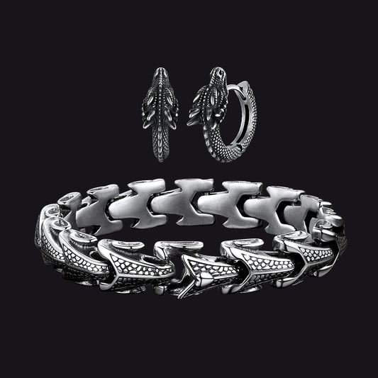 FaithHeart Set of Norse Viking Dragon Earrings Bracelet FaithHeart Jewelry