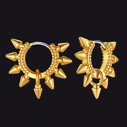 Rivet and Spike Hoop Earrings for Men