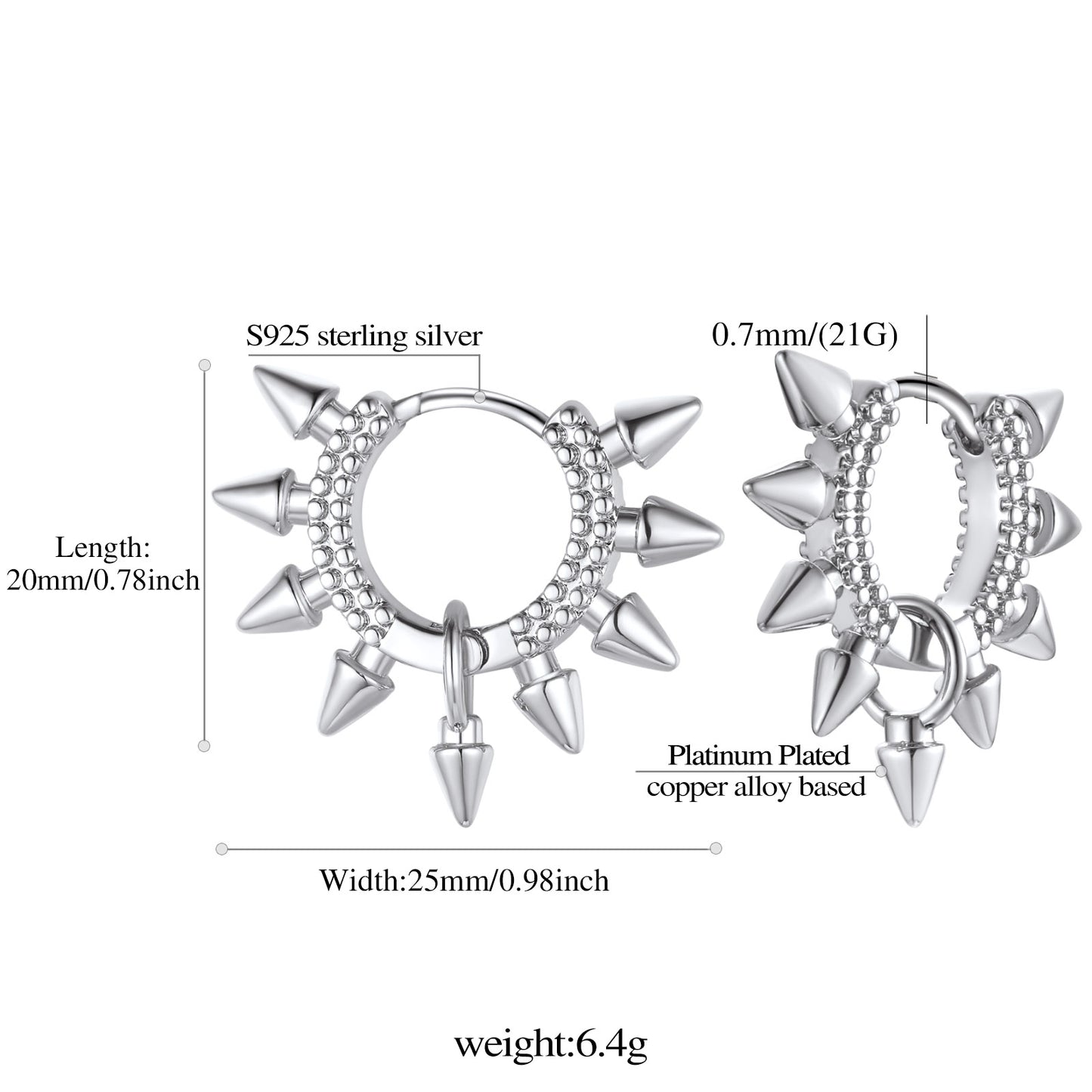 Rivet and Spike Hoop Earrings for Men