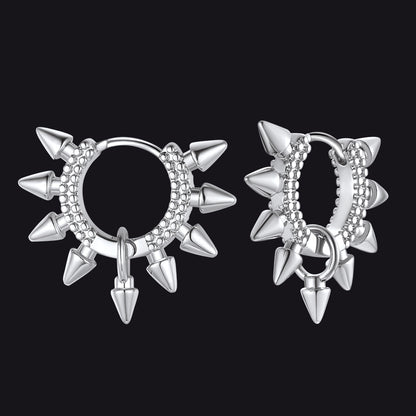 Rivet and Spike Hoop Earrings for Men