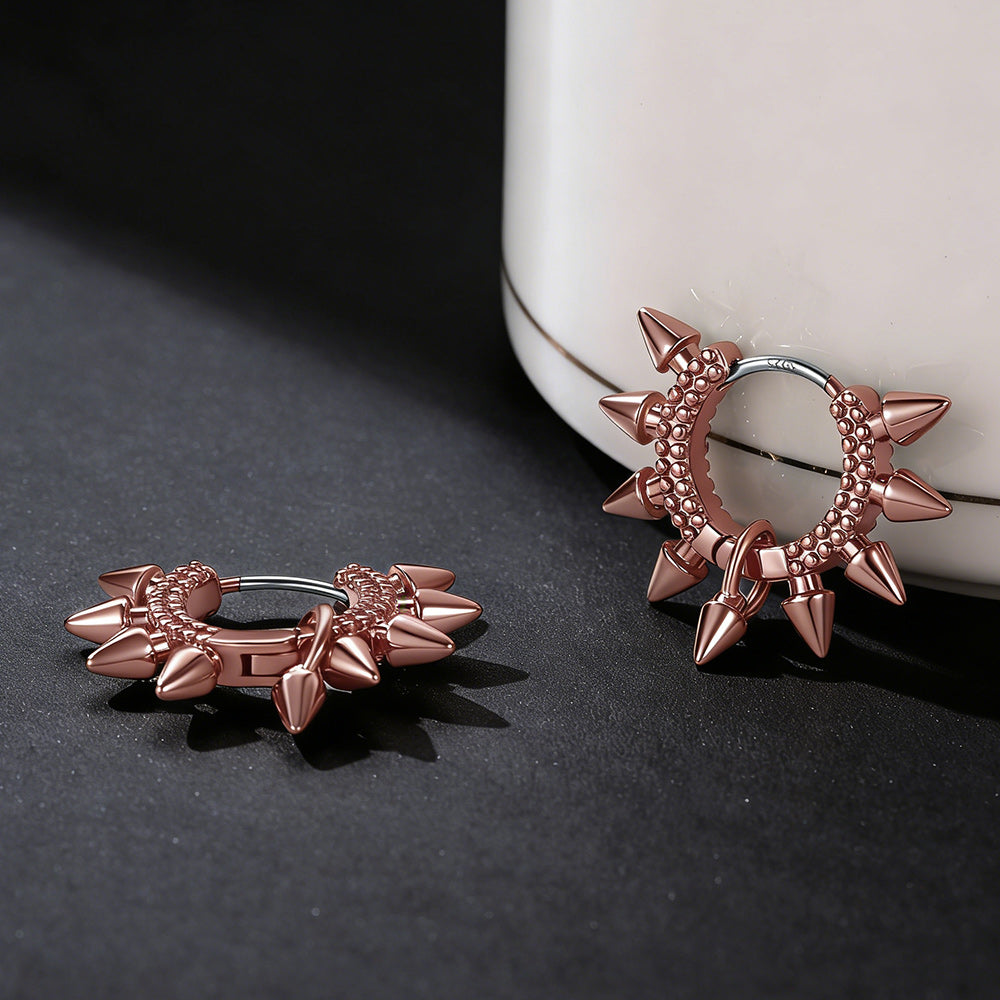 Rivet and Spike Hoop Earrings for Men