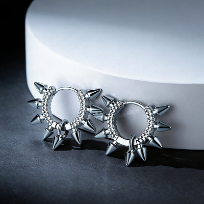 Rivet and Spike Hoop Earrings for Men