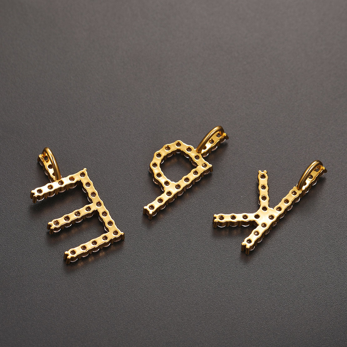 CZ Initial A-Z Tennis Letter Pendant Necklace for Men Women