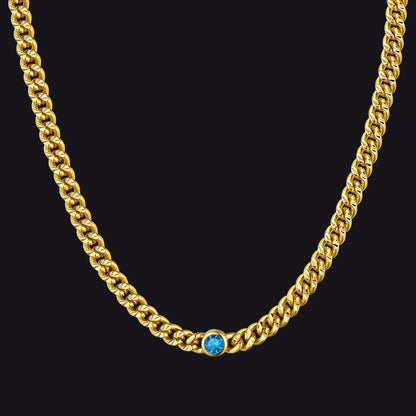Icy blue topaz CZ birthstone necklace for December birthdays