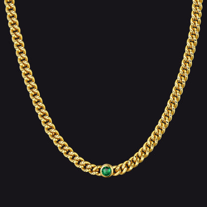 Deep green emerald CZ birthstone choker necklace for May birthdays