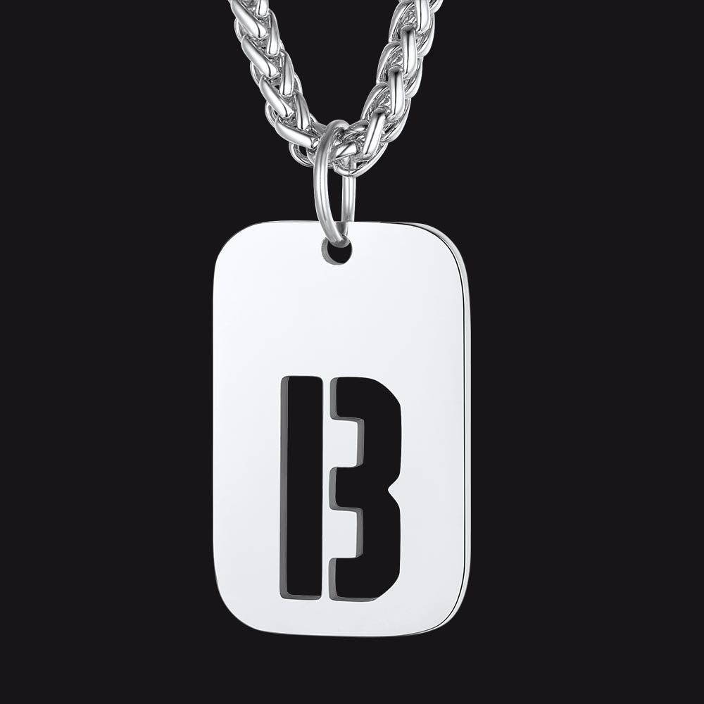 FaithHeart Letter Initial Dog Tags Pendant Necklace for Men Women FaithHeart