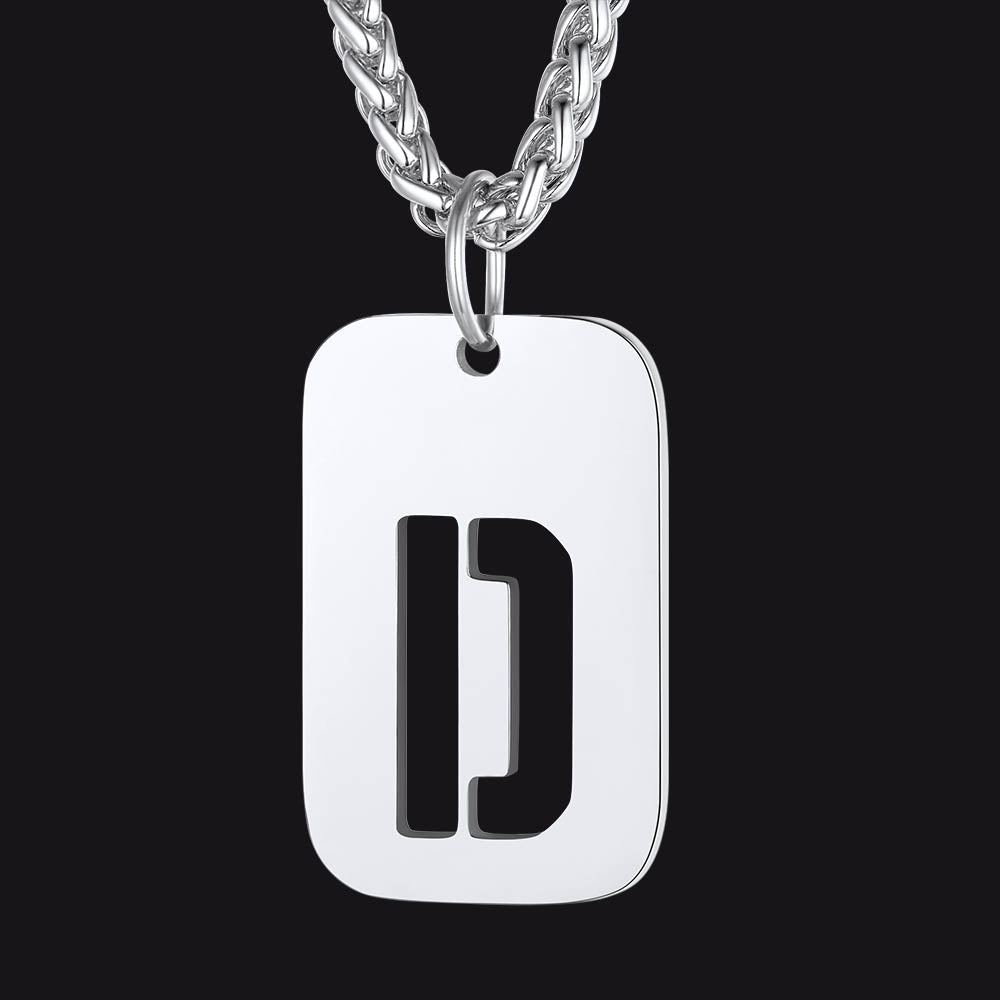 FaithHeart Letter Initial Dog Tags Pendant Necklace for Men Women FaithHeart