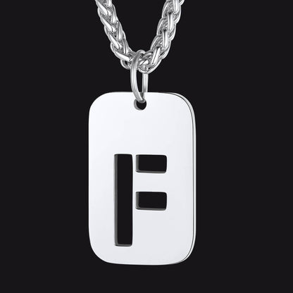 FaithHeart Letter Initial Dog Tags Pendant Necklace for Men Women FaithHeart