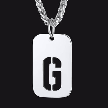 FaithHeart Letter Initial Dog Tags Pendant Necklace for Men Women FaithHeart