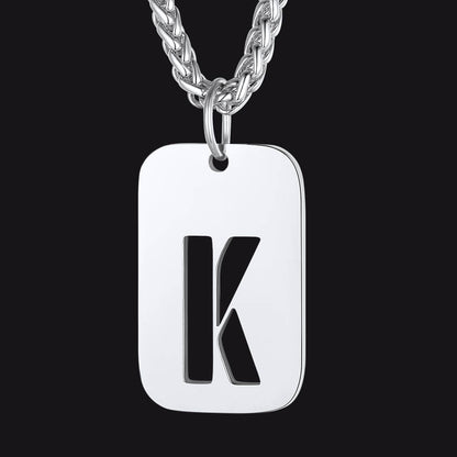FaithHeart Letter Initial Dog Tags Pendant Necklace for Men Women FaithHeart