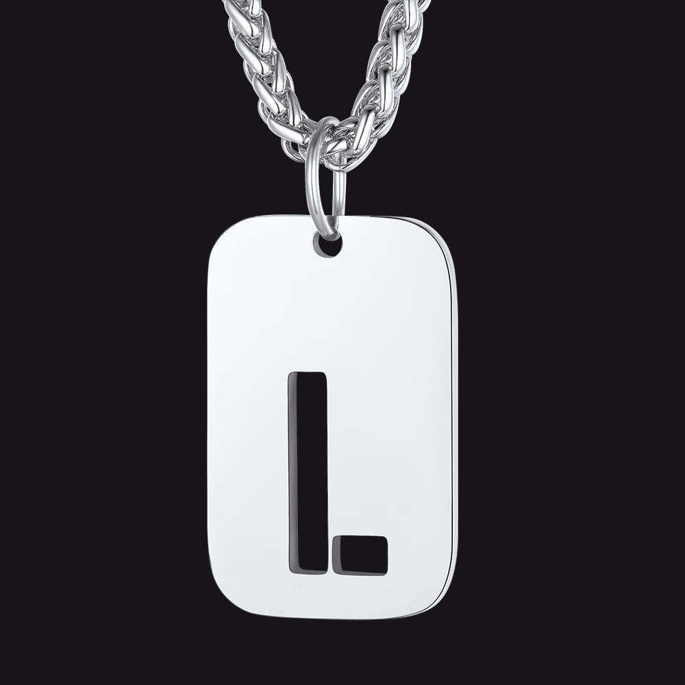 FaithHeart Letter Initial Dog Tags Pendant Necklace for Men Women FaithHeart
