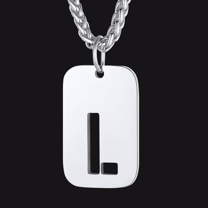 FaithHeart Letter Initial Dog Tags Pendant Necklace for Men Women FaithHeart